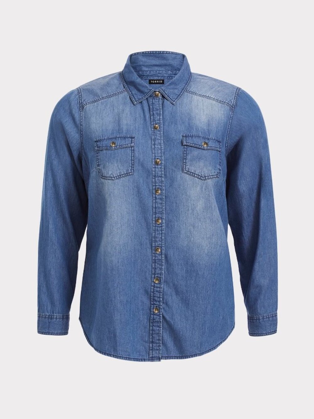 Torrid Taylor Long Sleeve Denim Shirt – Medium Wash (Size 2)